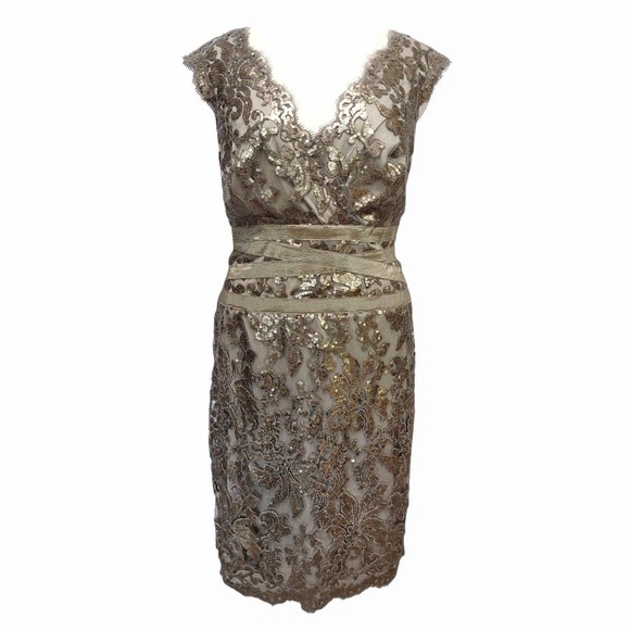 Tadashi Shoji Dresses & Skirts - TADASHI SHOJI  Stretch Lace and Sequin Semi Formal Cocktail Dress Size 12